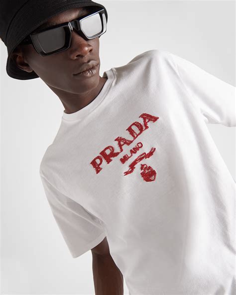 prada milano red t shirt|prada nylon henley shirt.